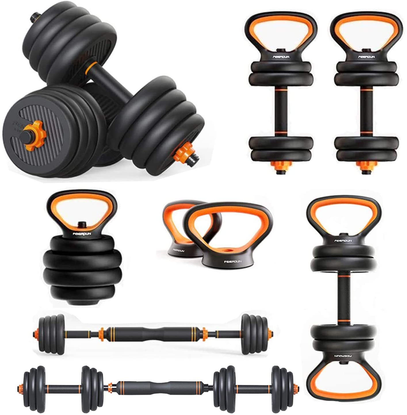  Dumbbells, Kettlebells, and Barbells Multifunctional Six-in-One Combination