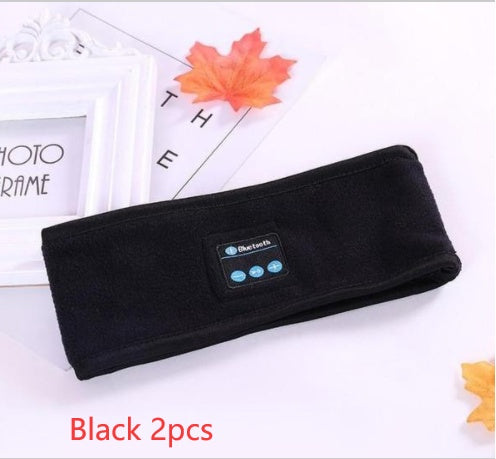 Wireless Bluetooth Headband Outdoor Fitness Yoga Headband Black 2pcs