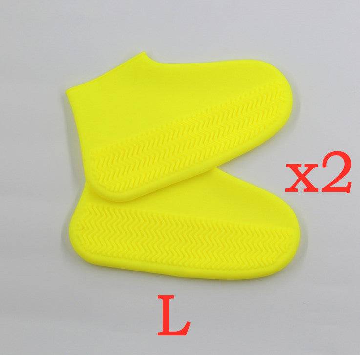 Men and women hiking slip wearable easy to carry silicone rain boots 2PC Yellow L