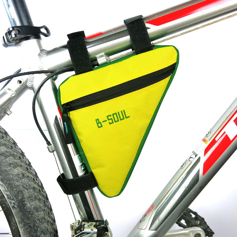 Saddle bag riding bicycle mountain bike bag triangle tool kit upper tube beam bag bicycle equipment accessories Yellowish green