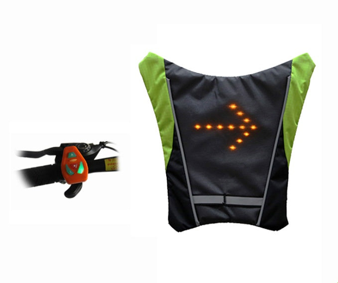 USB Rechargeable Reflective Vest Backpack with LED Turn Signal Light Remote Control Outdoor Sport Safety Bag Gear for Cycling