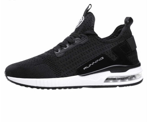 Autumn men and women flying woven running shoes Black