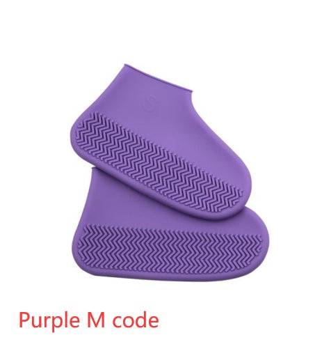 Men and women hiking slip wearable easy to carry silicone rain boots Purple M code S