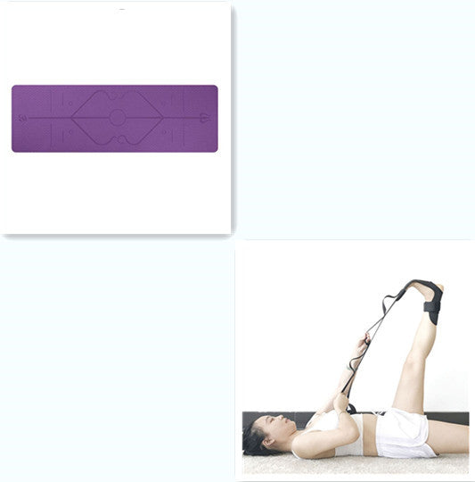 Non Slip TPE Yoga Mat Position Line Beginner 1set