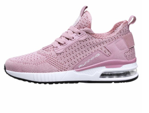 Autumn men and women flying woven running shoes Pink