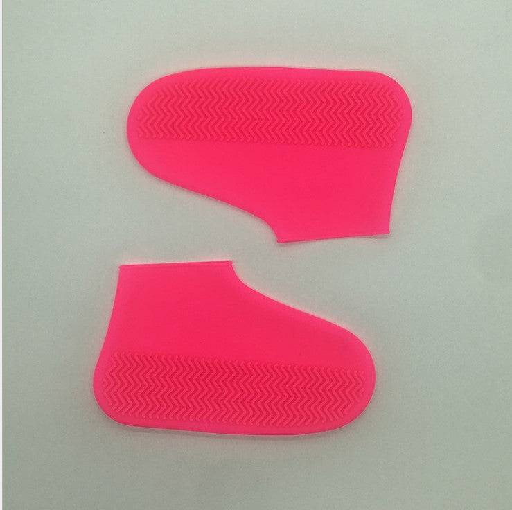 Men and women hiking slip wearable easy to carry silicone rain boots Pink