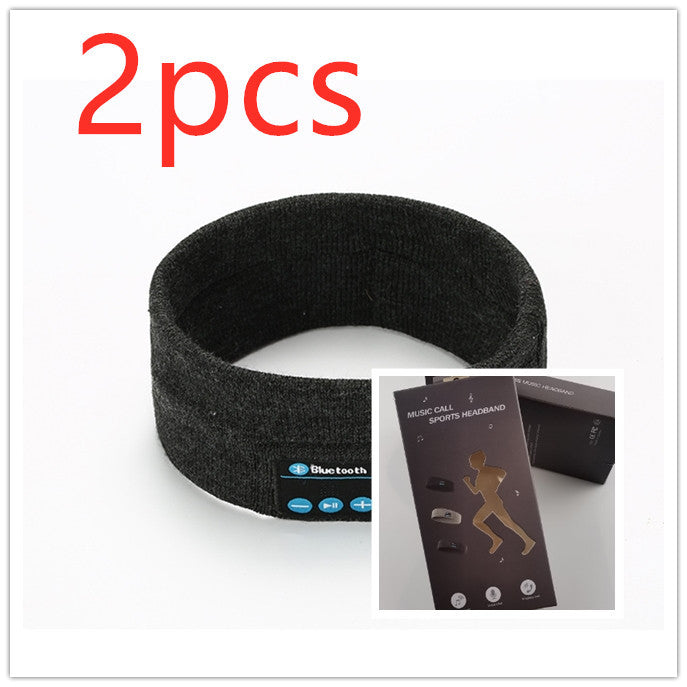 Wireless Bluetooth Headband Outdoor Fitness Yoga Headband 2pcs Dark Grey1 with box