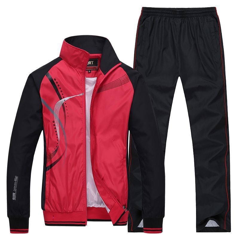 Spring And Autumn Couple Sports Suit Male And Female Student Casual Sportswear Red