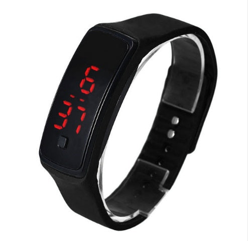 LED Bracelet Watch Thin Girl Men Sports Silicone Digital LED Wristwatches Women Watch Female Clock Black