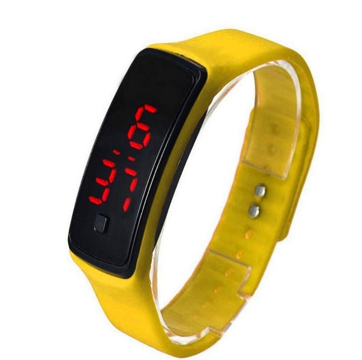 LED Bracelet Watch Thin Girl Men Sports Silicone Digital LED Wristwatches Women Watch Female Clock Yellow