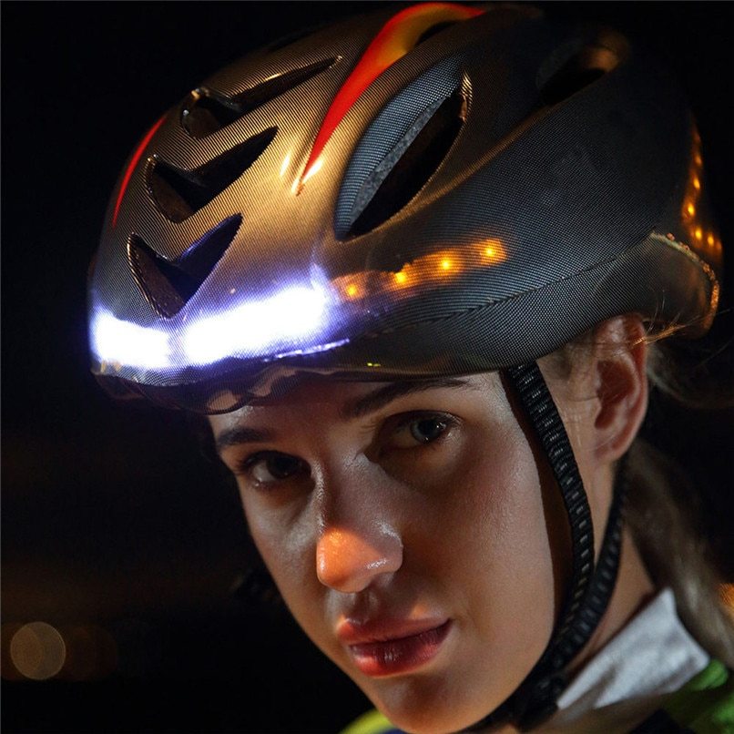 Intelligent steering helmet led bicycle equipment black One size