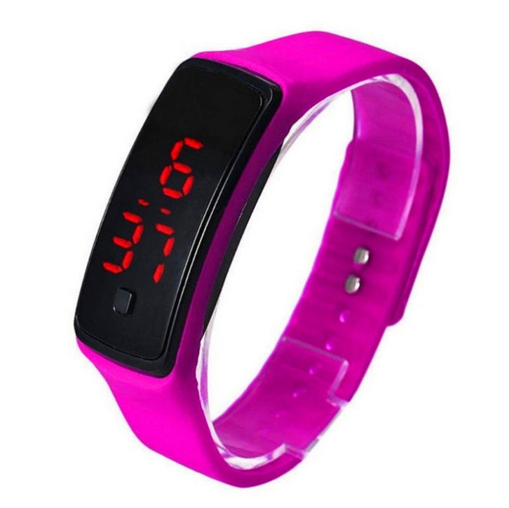 LED Bracelet Watch Thin Girl Men Sports Silicone Digital LED Wristwatches Women Watch Female Clock Light Purple