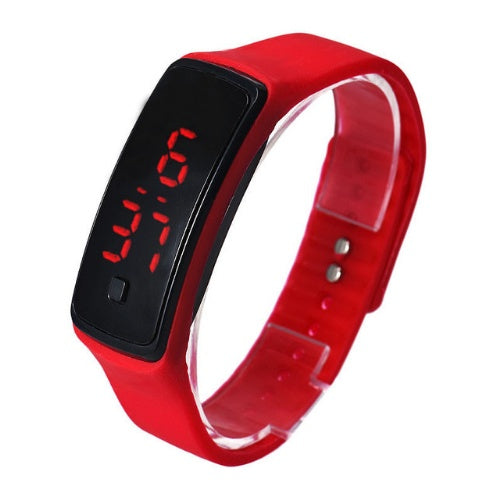 LED Bracelet Watch Thin Girl Men Sports Silicone Digital LED Wristwatches Women Watch Female Clock Red