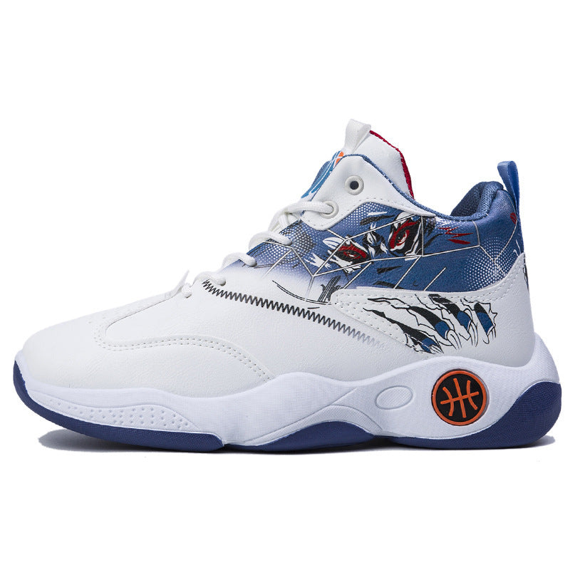 High-top Breathable Basketball Shoes Sneakers White And Blue