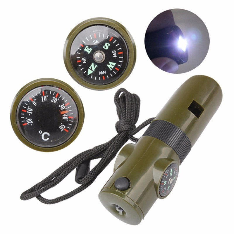 Off-the-shelf seven-in-one whistle multi-function compass survival whistle outdoor products