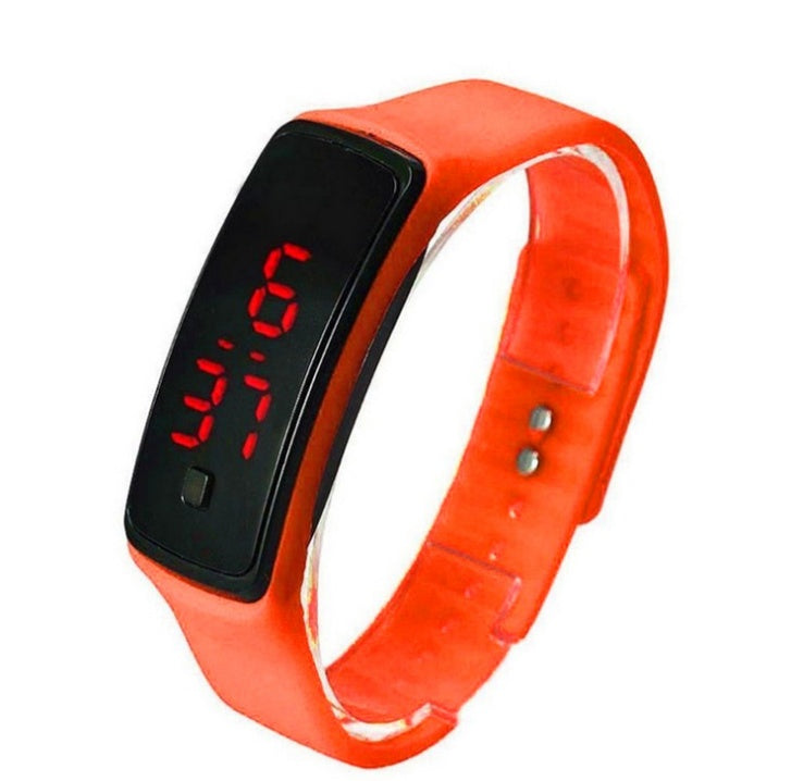 LED Bracelet Watch Thin Girl Men Sports Silicone Digital LED Wristwatches Women Watch Female Clock Orange