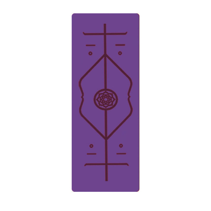 Non Slip TPE Yoga Mat Position Line Beginner Purple