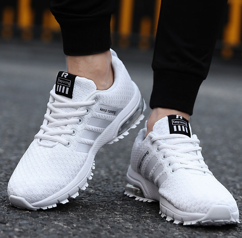 Best selling couple sports shoes breathable mesh outdoor men and women running shoes sports shoes fitness jogging shoes men White 8877