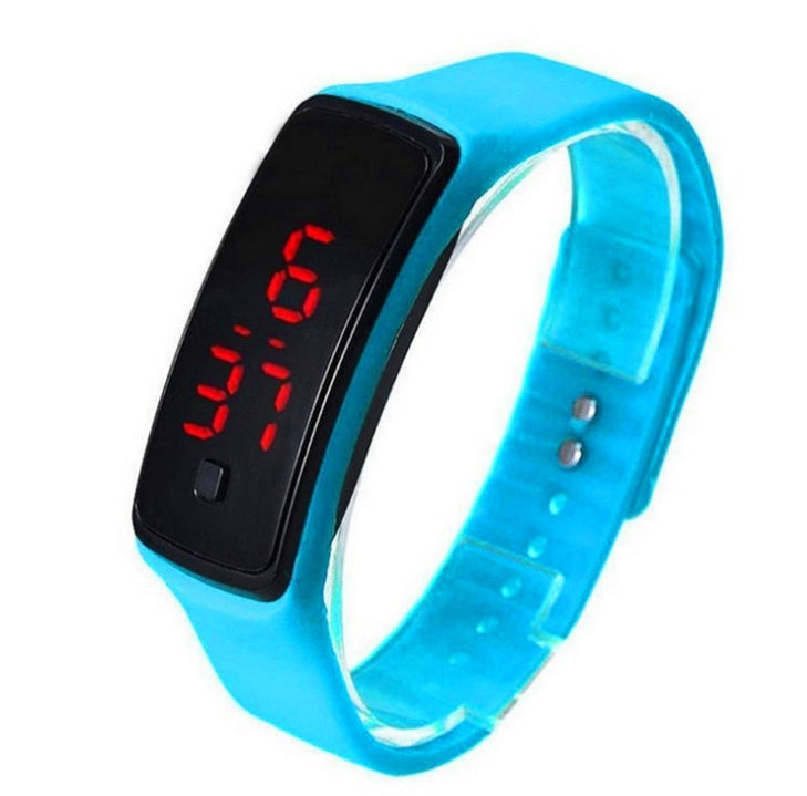 LED Bracelet Watch Thin Girl Men Sports Silicone Digital LED Wristwatches Women Watch Female Clock Blue