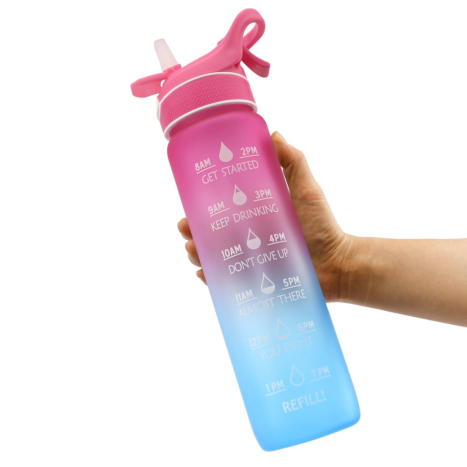 Water Bottle Scrub Bounce Cover Straw Space Cup Sports Water Bottle Pink Blue 1000ml