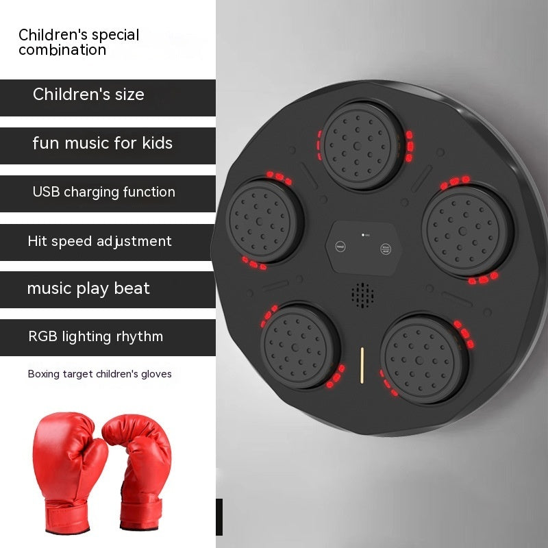 Children's Music Boxing Machine Blue Light Hitting Reaction Boxing Target Intelligent Electronic Wall Target Red Light With Gloves