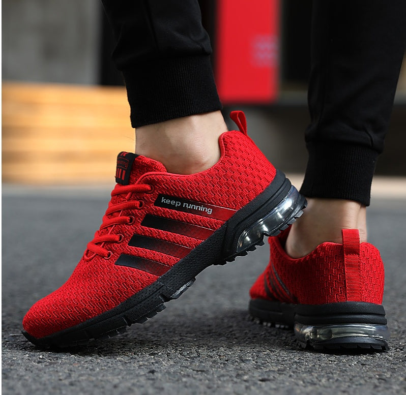 Best selling couple sports shoes breathable mesh outdoor men and women running shoes sports shoes fitness jogging shoes men Red 8877