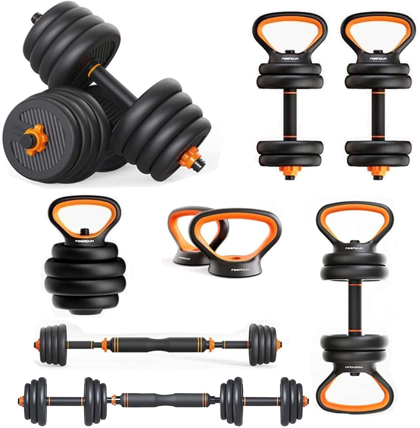 Dumbbells Kettlebells, Barbells Multifunctional Combination Six In One Black 10kg