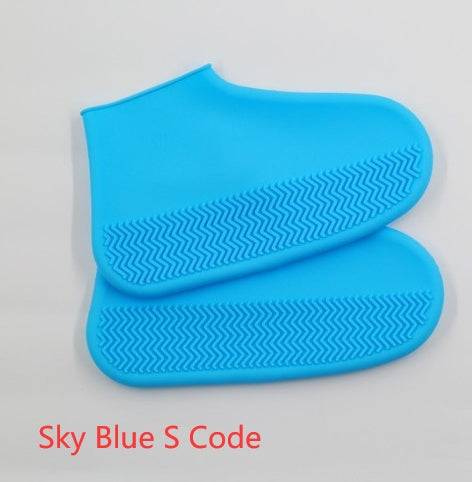 Men and women hiking slip wearable easy to carry silicone rain boots Sky Blue S Code S