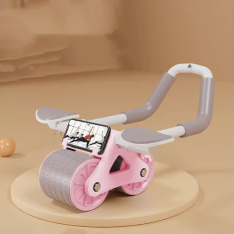 Beginner's Automatic Rebound Belly Wheel Fitness Equipment Pink