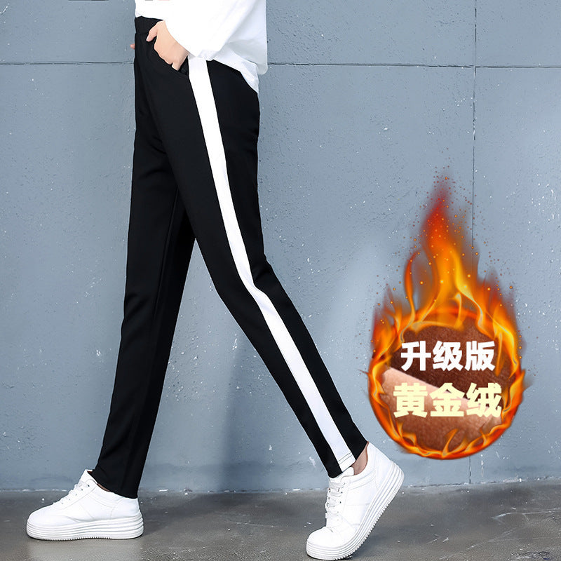 autumn and winter new style, cashmere and thick sports trousers, women's casual pants