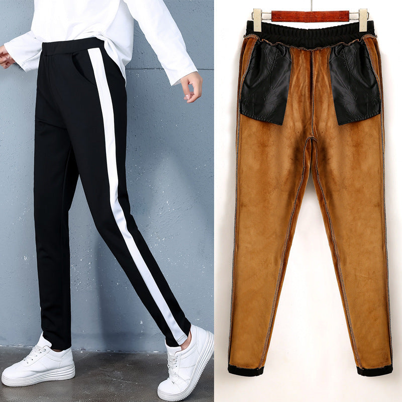 autumn and winter new style, cashmere and thick sports trousers, women's casual pants