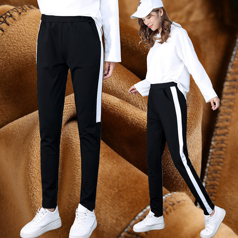 autumn and winter new style, cashmere and thick sports trousers, women's casual pants A