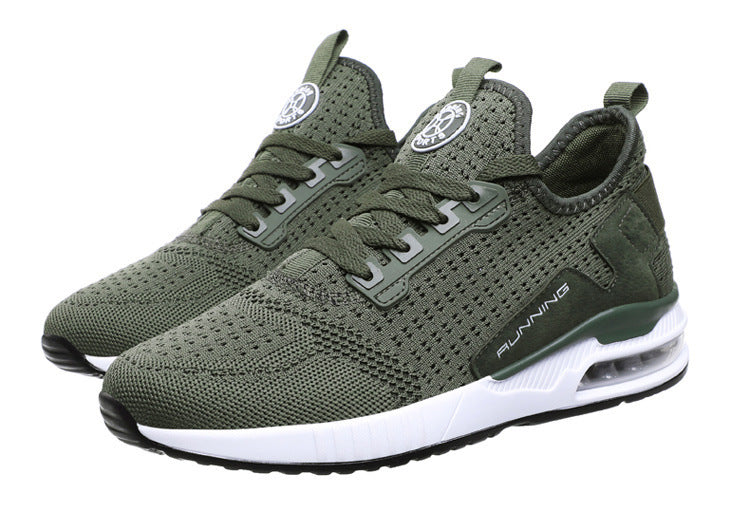 Autumn men and women flying woven running shoes Green