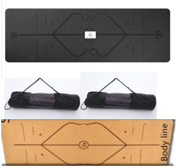 Non Slip TPE Yoga Mat Position Line Beginner Logo2set