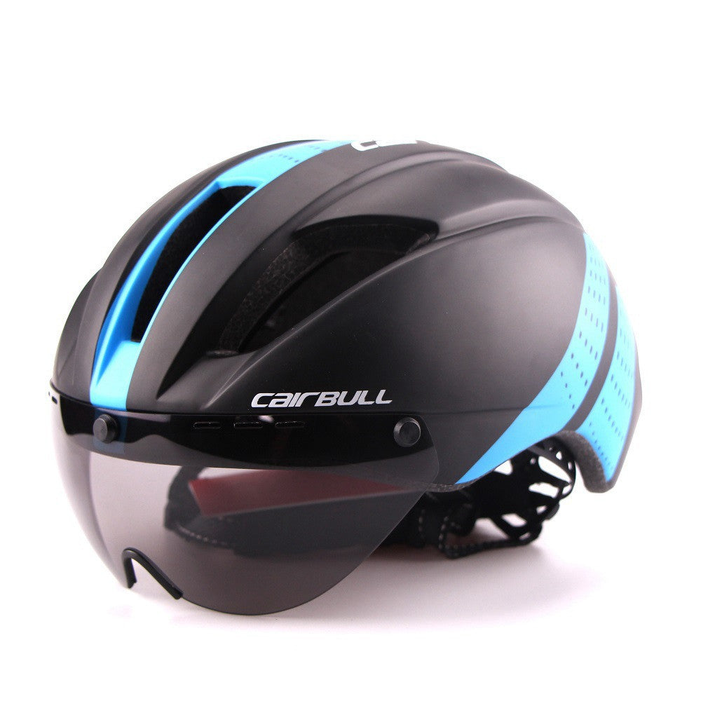 Bicycle Aero Helmet Cycling Helmet Road Mountain Integral Triathlon Bike Helmet Men Race Airo Time-Trial TT Bike Helmet Black and blue