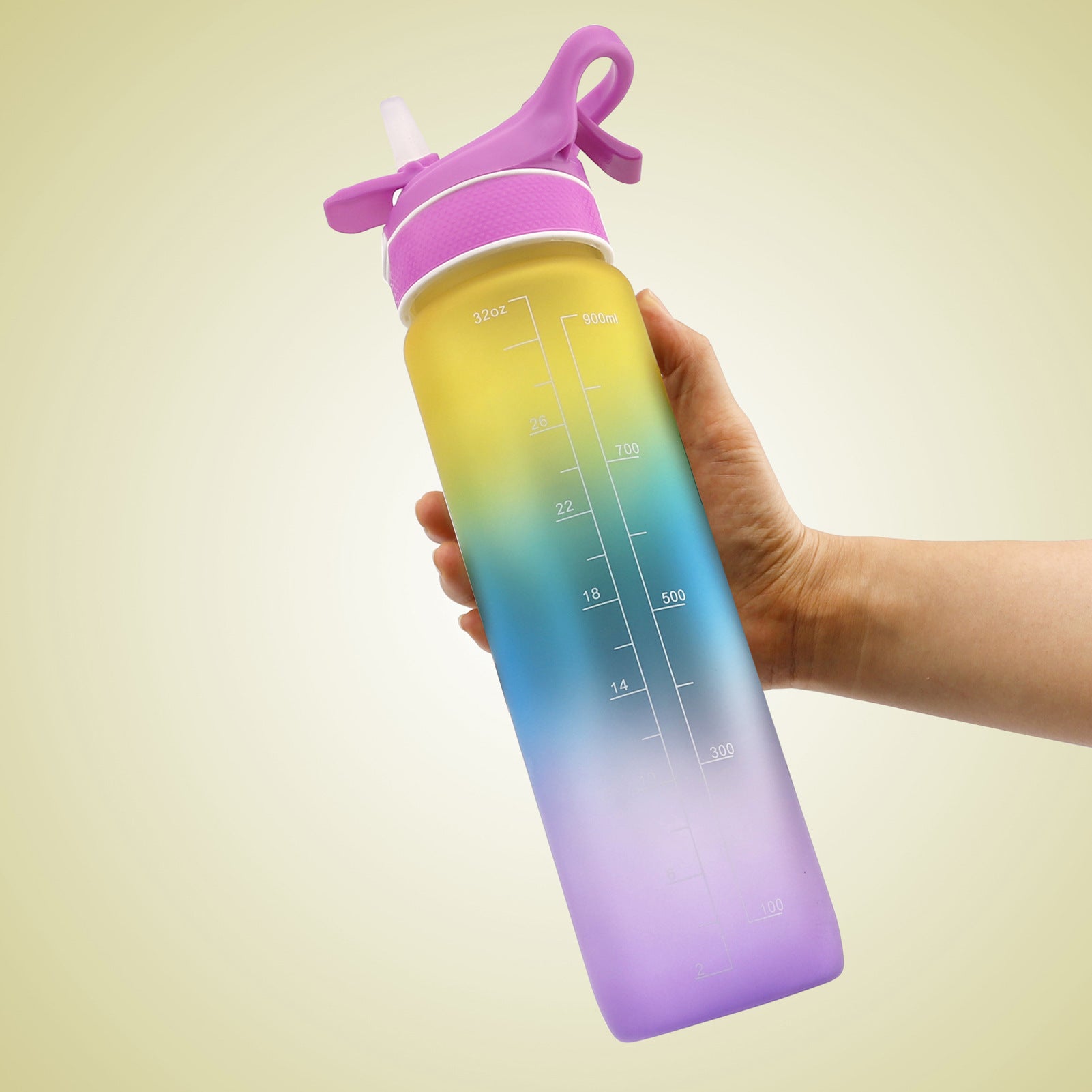 Water Bottle Scrub Bounce Cover Straw Space Cup Sports Water Bottle Yellow Blue Purple 1000ml