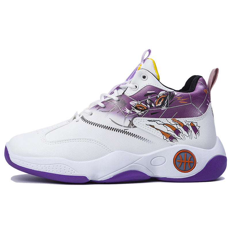 High-top Breathable Basketball Shoes Sneakers White And Purple