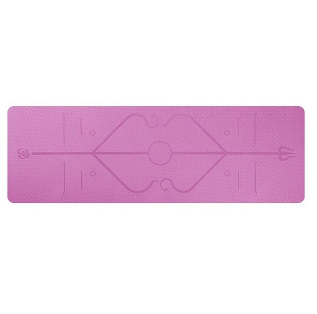 Non Slip TPE Yoga Mat Position Line Beginner Pink