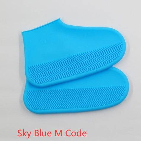 Men and women hiking slip wearable easy to carry silicone rain boots Sky Blue M Code M