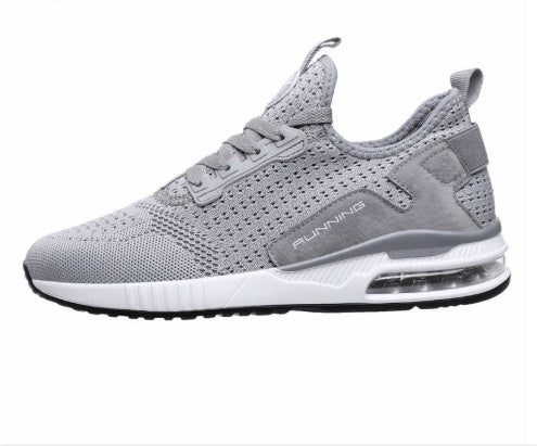 Autumn men and women flying woven running shoes Grey