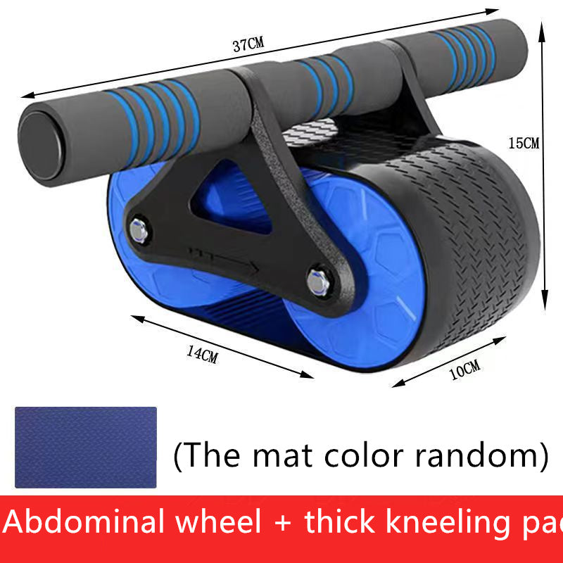 Double Wheel Abdominal Exerciser Women Men Automatic Rebound Ab Wheel Roller Waist Trainer Gym Sports Home Exercise Devices Blue