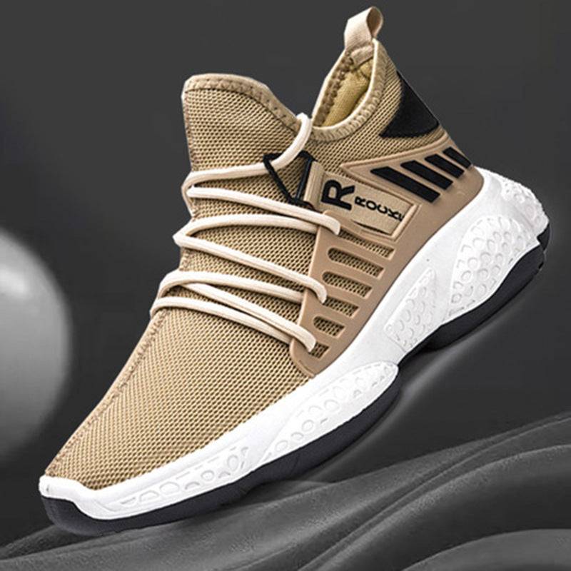 Men Sneakers Breathable Mesh Sports Shoes Khaki