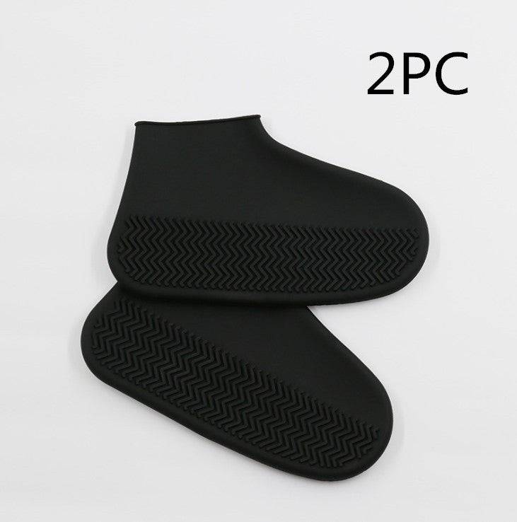 Men and women hiking slip wearable easy to carry silicone rain boots 2PC Black