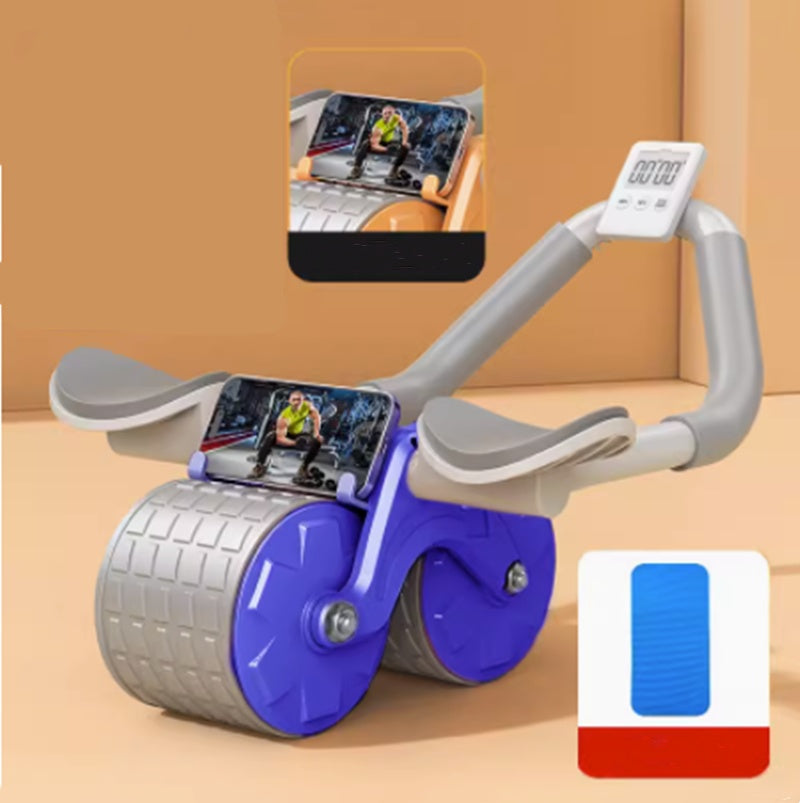 Beginner's Automatic Rebound Belly Wheel Fitness Equipment Flagship Blue