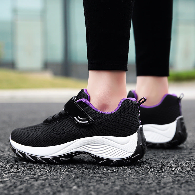 Running Shoes, Outdoor Key-step Sports Shoes, Thick-soled Height-increasing Shoes Black